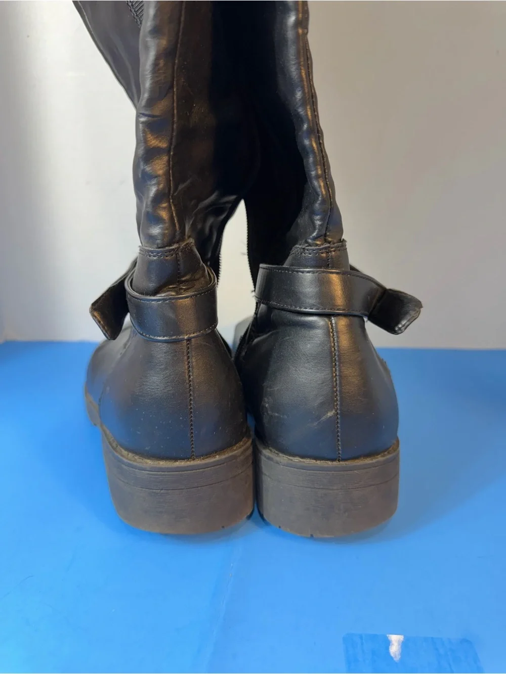 Black Knee-High Leather Riding Boots